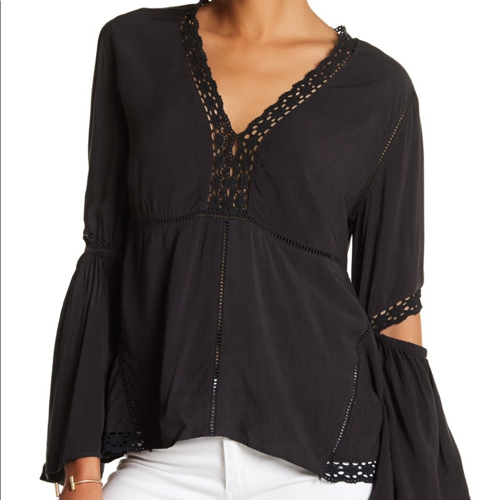 Banjara Cold Elbow Bohemian Peasant Black Blouse